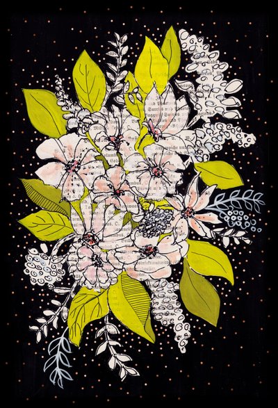 En fantasifull blomsterbukett av Annick