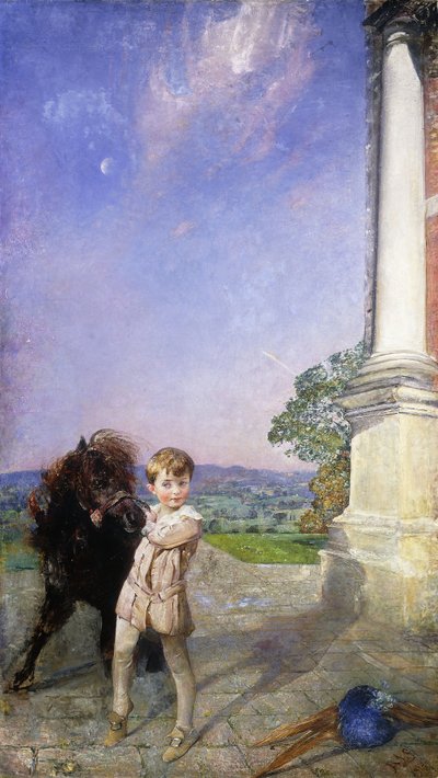 En liten gutt med en shetlandsponni av Annie Louisa Swynnerton