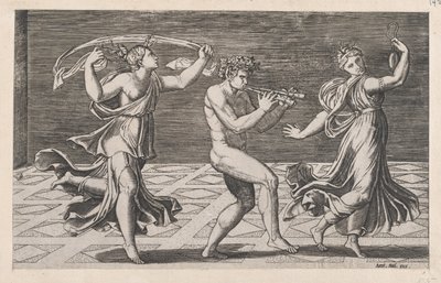 Speculum Romanae Magnificentiae: Dance of Fauns and Bacchants, tidlig på 1500-tallet..., tidlig på 1500-tallet av Anon