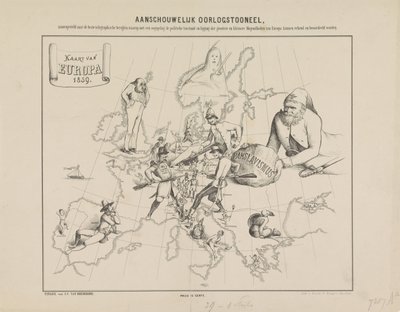 Visuell krigsscene / Kart over Europa i 1859 (tittel på objekt) av Anonymous