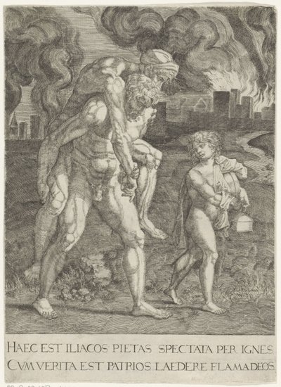 Aeneas flykter med familien fra Troja av Anonymous