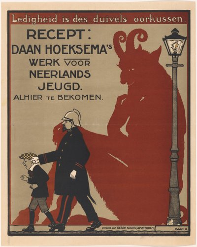 Plakat for barnebøker av Daan Hoeksema Lediggang er djevelens ørepute (tittel på objekt) av Anonymous
