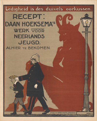 Plakat for barnebøker av Daan Hoeksema Lediggang er djevelens ørepute (tittel på objekt) av Anonymous