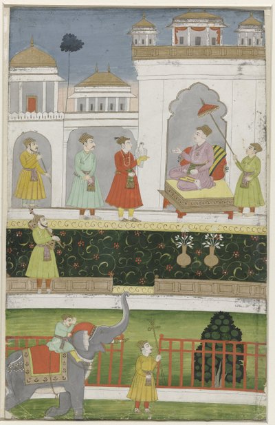 Akbar sitter på sin trone av Anonymous