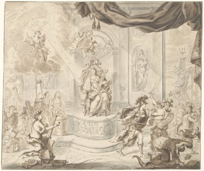 Allegori om utvisningen av vindbørshandlere fra Amsterdam-børsen, 1763 av Anonymous