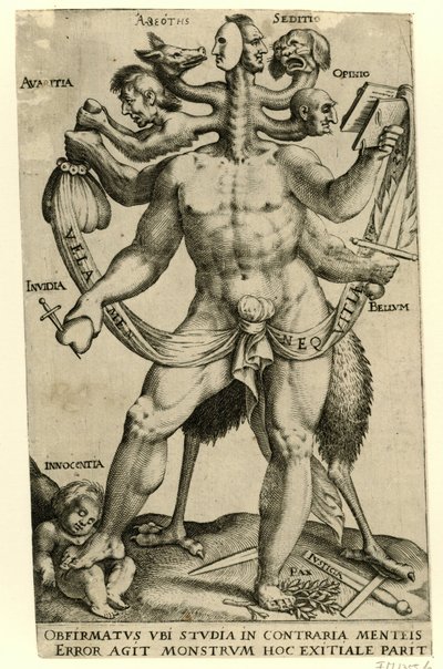 Allegorisk femhodet monster av Anonymous