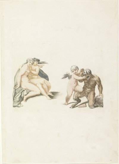 Amor straffer en satyr av Anonymous