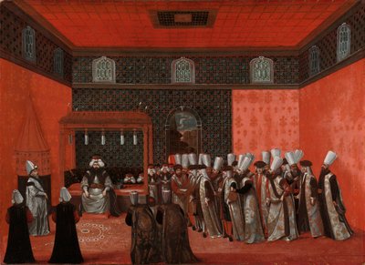 En ambassadørs publikum med sultan Ahmed III (ambassadør Cornelis Calkoen) av Anonymous