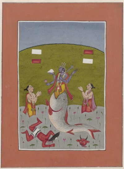 Avatar av Vishnu som dukker opp fra munnen til en fisk Avatars of Vishnu (serietittel) av Anonymous