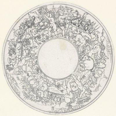 Bacchus rir på et esel Retter: Landskap med prosesjoner av Bacchus og hans følge (serietittel) av Anonymous