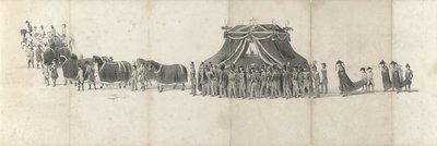 Begravelse av avdøde kong Willem II i Delft 4. april 1849 (side 4) Fem sammenhengende ark av begravelsesfølget til William II i 1849 (serietittel) av Anonymous
