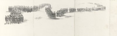 Begravelse av avdøde kong Willem II i Delft 4. april 1849 (side 5) Fem sammenhengende ark av begravelsesfølget til William II i 1849 (serietittel) av Anonymous