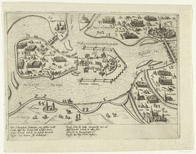 Beleiring av Schenkenschans av spanjolene, 1599 Forialicium Schenckianum (tittel på objekt) av Anonymous