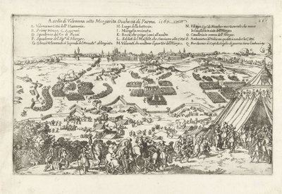 Beleg van Valenciennes, 1567 Beleiring av Valencena under Margarita hertuginne av Parma. 1567 (tittel på objekt) av Anonymous