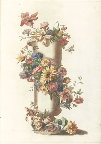 Sylindrisk vase med blomsterkrans av Anonymous