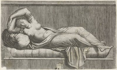 Cleopatra halvnaken liggende på sengen av Anonymous