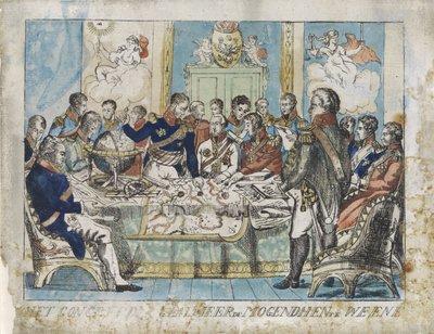 Wienerkongressen, 1815 Kongressen til den allierte Mogendhen i Wien (tittel på objekt) av Anonymous