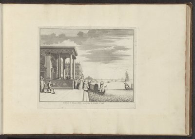 Damer av adelen venter på en gondol i Venezia Kommentar les Femmes Nobles entrent dans les Gondoles à Venise (tittel på objekt) Palasser og monumenter i Venezia, Livorno, Napoli og Roma (serietittel) av Anonymous