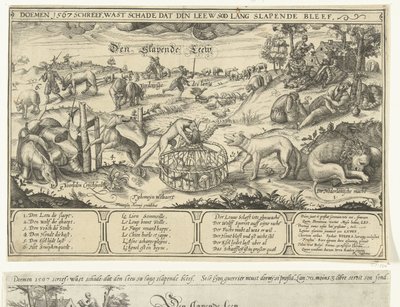 Den sovende løve, 1567 The Sleeping Leew (tittel på objekt) av Anonymous