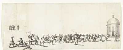 Dominicus er trukket på en trillebår til Ronde lutherske kirke, 1683-1684 av Anonymous