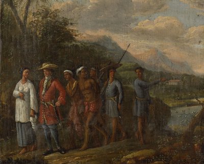 Nederlandsk kjøpmann med slaver i østindiske åser av Anonymous