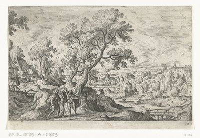 Emmaus-gjengere Landskap med mytologiske og bibelske scener (serietittel) av Anonymous