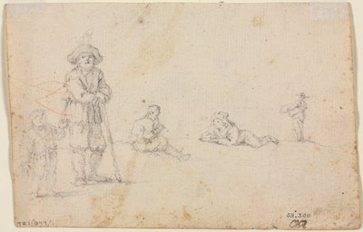 Fem figurstudier (verso) av Anonymous