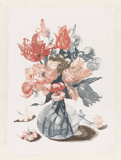 Fem trykk av blomster i glassvaser Blomster i en glassvase av Anonymous