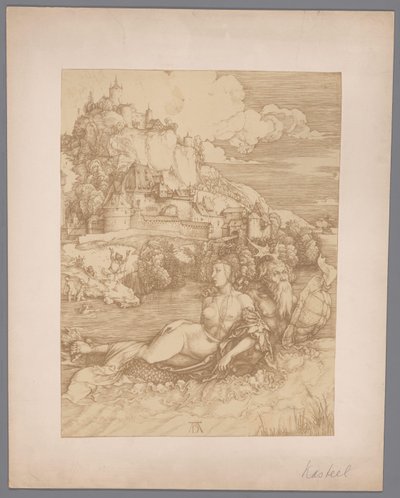 Fotoreproduksjon av graveringen Abduction by the Sea Monster av Albrecht Dürer av Anonymous