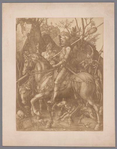 Fotoreproduksjon av graveringen Knight, Death and Devil av Albrecht Dürer av Anonymous