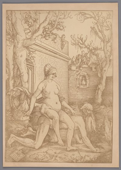 Fotoreproduksjon av tresnittet Aristoteles og Phyllis av Hans Baldung Grien av Anonymous