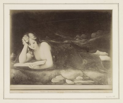 Fotoreproduksjon av et maleri etter Antonio da Correggio, som viser boten til Maria Magdalena ROMA - Maddalena Correggio, Galleria Borghese (tittel på objekt) av Anonymous