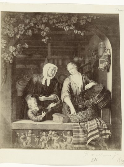 Fotoreproduksjon av maleriet The Grocery av Frans van Mieris II Musée d