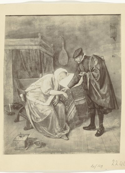Fotoreproduksjon av maleriet Den syke kvinnen av Jan Steen Musée d