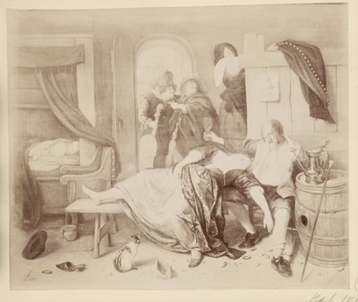 Fotoreproduksjon av maleriet Det fulle paret av Jan Steen av Anonymous