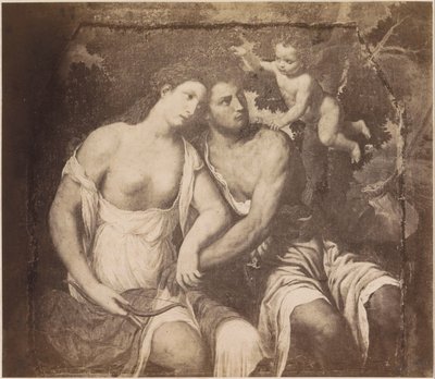 Fotoreproduksjon av maleriet Venus og Adonis etter Paris Bordone Paris Bordone. Venus og Adonis (tittel på objekt) kaiserl. Konigl. Galleri i Wien (serietittel på objekt) av Anonymous