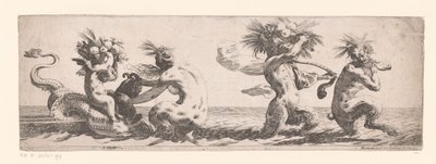 Frisisk med satyrer og putto på sjødyr av Anonymous