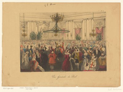 Nesten utkledd, 1834 Vue Générale du Bal (tittel på objekt) av Anonymous