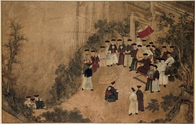 General Shi Lang med et selskap med dignitærer ved et vannhull ved sjøen The Wonders of Mazu (serietittel) av Anonymous