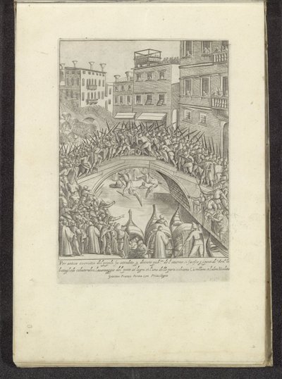 Gevecht om en ​​bruk til Venezia Scènes uit het Venetiaanse leven (serietittel) Vaner til menn og venetianske kvinner med prosesjonen til Ser.ma Signoria og andre detaljer, dvs. triumfer, festivaler og offentlige seremonier i den adelige byen Venezia (s av Anonymous