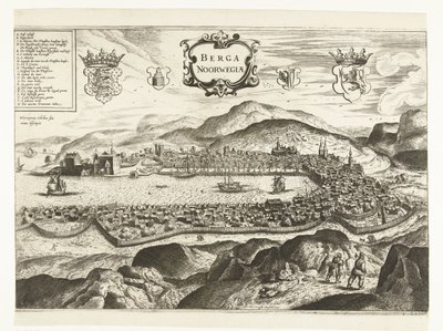 Utsikt over Bergen (Norge), 1665 Berga Norge (tittel på objekt) av Anonymous