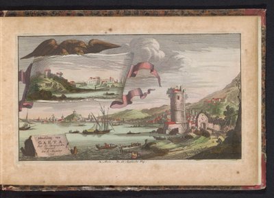 Utsikt over Gaeta, 1734 Skildring av Gaëta, erobret av spanjolene 6. august 1734 (tittel på objekt) av Anonymous