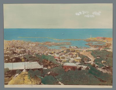 Utsikt over Genova og det linguriske hav, Italia Panorama-dalen Ristorante Righi al Castellaccio (tittel på objekt) Genova (serietittel på objekt) av Anonymous