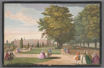 Utsikt over Hampton Court Palace i London sett fra sørsiden av Anonymous