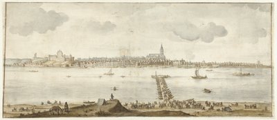 Utsikt over Nijmegen fra over Waal av Anonymous