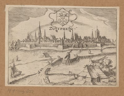 Utsikt over Zutphen fra den andre siden av IJssel Zutphen (tittel på objekt) av Anonymous