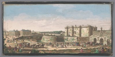 Utsikt over Bastillen og Porte Saint-Antoine i Paris Utsikt over Bastille de Paris, fra Porte St. Antoine, et d