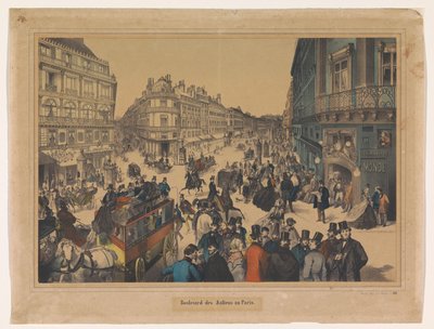 Utsikt over Boulevard des Italiens i Paris Boulevard des Italiens zu Paris (tittel på objekt) av Anonymous