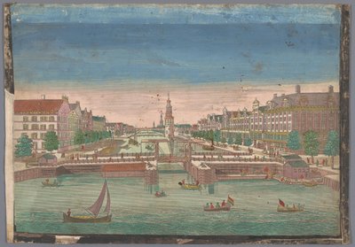 Utsikt over Oudeschans i Amsterdam sett fra IJ av Anonymous