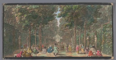 Gezicht op de Salle des Marronniers i de Tuin van Versailles The Hall of Chestnut Trees (tittel på objekt) av Anonymous